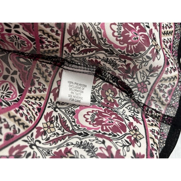 Croft & Barrow 1X Magenta Medallion Print Blouse 3/4 Sleeve Stretch Boho Peasant - Picture 8 of 8